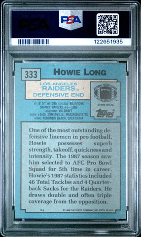 Graded 1988 Topps Howie Long #333 Football Card PSA 8 Near Mint (ONLINE ORDER ONLY)