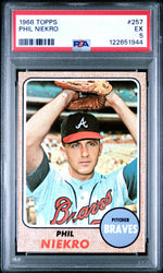 Graded 1968 Topps Phil Niekro #257 Baseball Card PSA 5 Excellent (ONLINE ORDER ONLY)