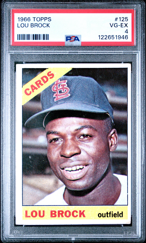 Graded 1966 Topps Lou Brock #125 Baseball Card PSA 4 Very Good (ONLINE ORDER ONLY)