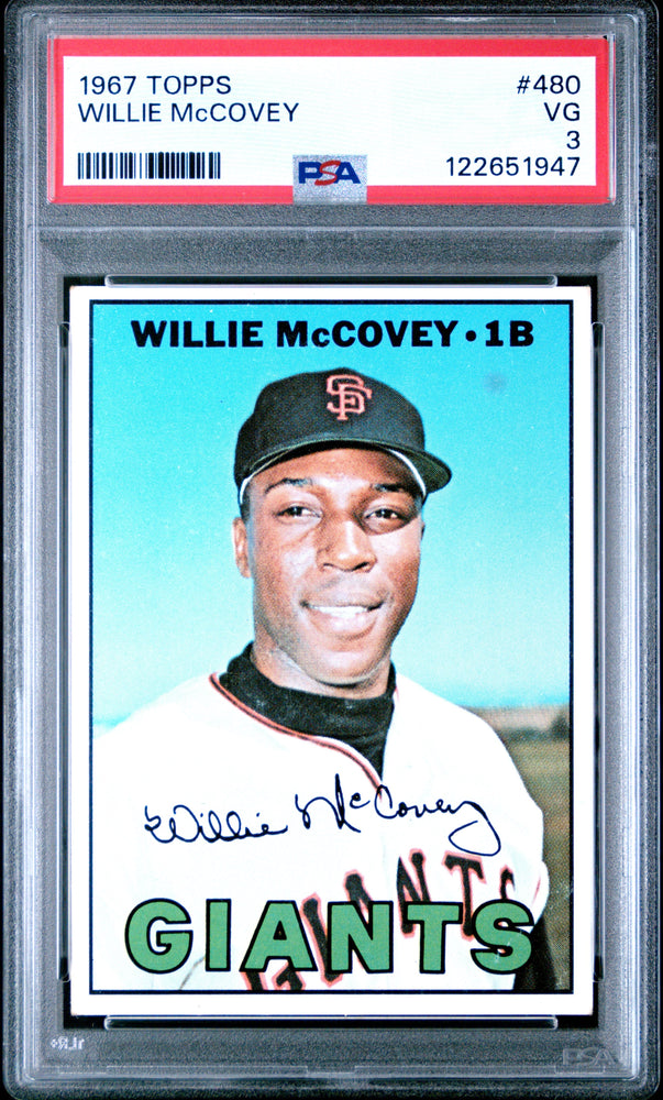 Graded 1967 Topps Willie McCovey #480 Baseball Card PSA 3 Very Good (ONLINE ORDER ONLY)
