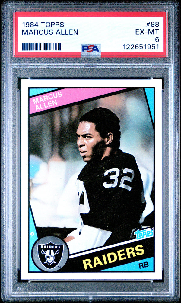 Graded 1984 Topps Marcus Allen #98 Football Card PSA 6 Excellent (ONLINE ORDER ONLY)