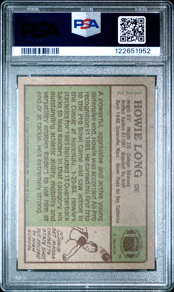 Graded 1984 Topps Howie Long #111 Rookie RC Football Card PSA 6 Excellent (ONLINE ORDER ONLY)