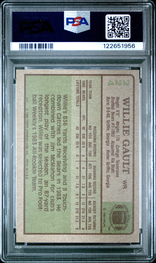 Graded 1984 Topps Willie Gault #224 Rookie RC Football Card PSA 8 Near Mint (ONLINE ORDER ONLY)