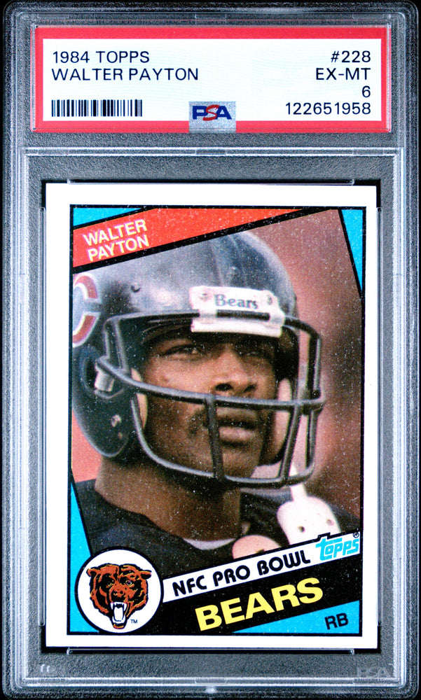 Graded 1984 Topps Walter Payton #228 Football Card PSA 6 Excellent (ONLINE ORDER ONLY)
