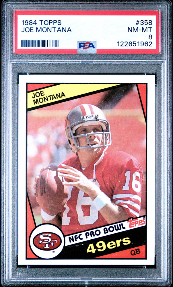 Graded 1984 Topps Joe Montana #358 Football Card PSA 8 Near Mint (ONLINE ORDER ONLY)