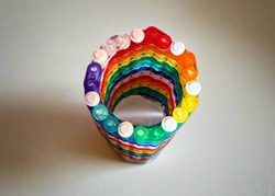 Semi-Transparent Rainbow Skinny Modular Vase – Built with LEGO®-Compatible Bricks (ONLINE ORDER ONLY)