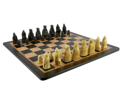 Chess Set - Isle of Lewis Resin Chessmen on Ebony/Birdseye Maple Chess Board (ONLINE ORDER ONLY)