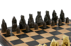 Chess Set - Isle of Lewis Resin Chessmen on Ebony/Birdseye Maple Chess Board (ONLINE ORDER ONLY)