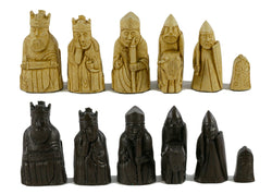 Chess Set - Isle of Lewis Resin Chessmen on Faux Leather Chess Board (ONLINE ORDER ONLY)