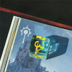 Cleric (Mace) Clear/yellow Dice w/ Golden Mace 7-Dice Set Rpg (Online Only)