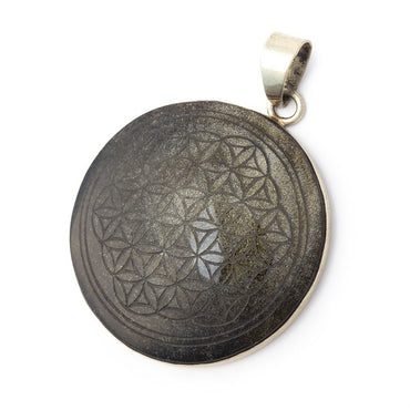 35mm .925 Silver Bezel Golden Sheen Obsidian Carved Coin Pendant 1 piece (ONLINE ORDER ONLY)