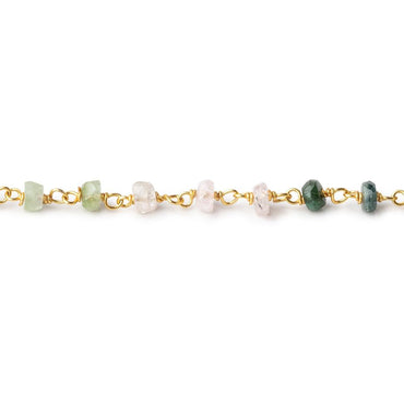 3.5mm Afghani Multi Color Tourmaline Faceted Rondelles on Vermeil Chain by the foot (ONLINE ORDER ONLY)