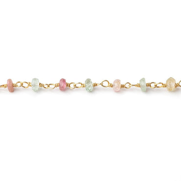 3.5mm Afghani Tourmaline Faceted Rondelles on Vermeil Chain by the Foot (ONLINE ORDER ONLY)