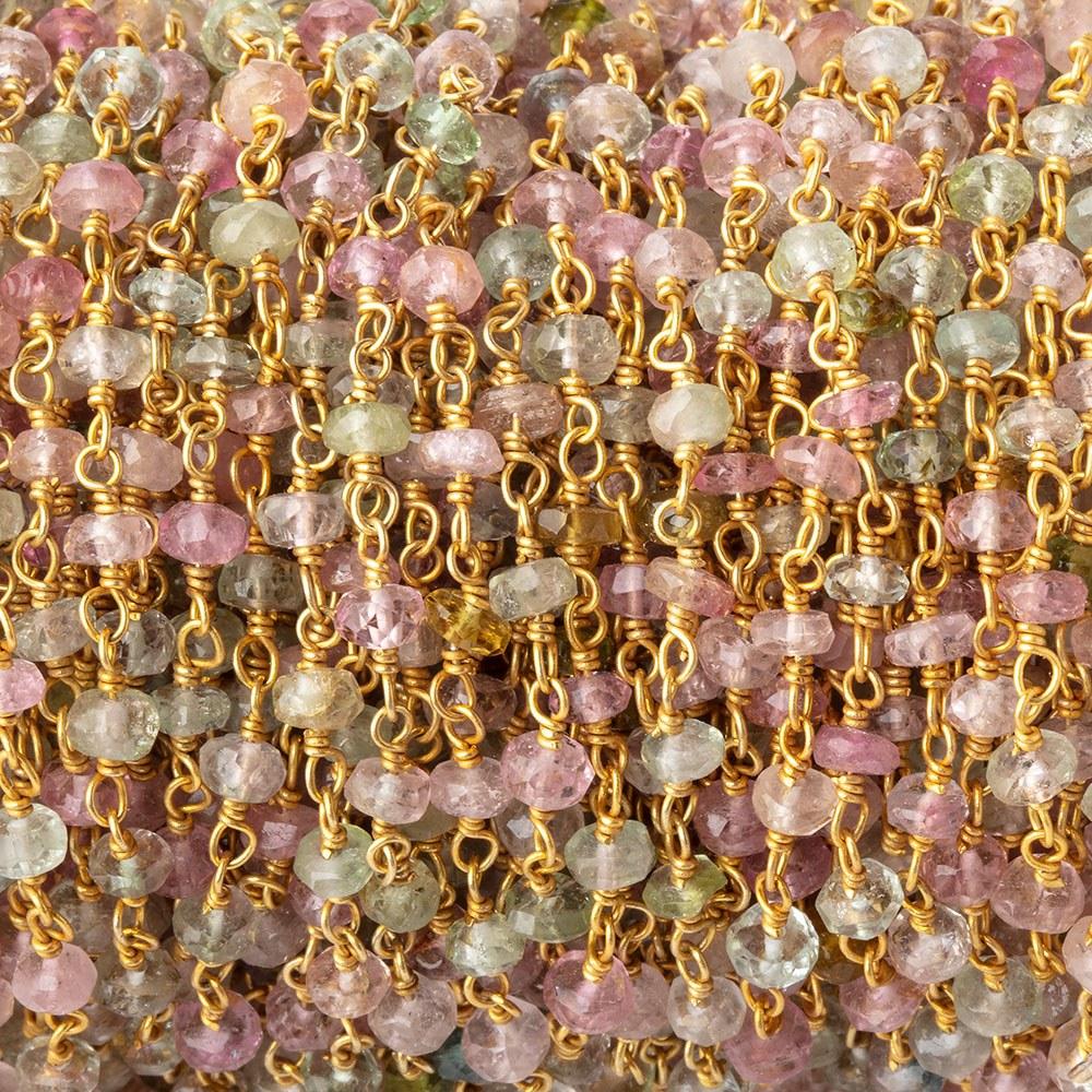 3.5mm Afghani Tourmaline Faceted Rondelles on Vermeil Chain by the Foot (ONLINE ORDER ONLY)