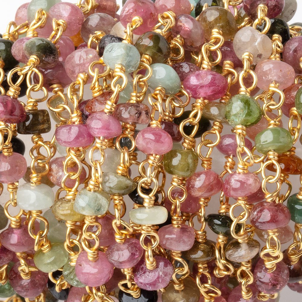 3.5mm Afghani Tourmaline Plain Rondelles on Vermeil Chain (ONLINE ORDER ONLY)