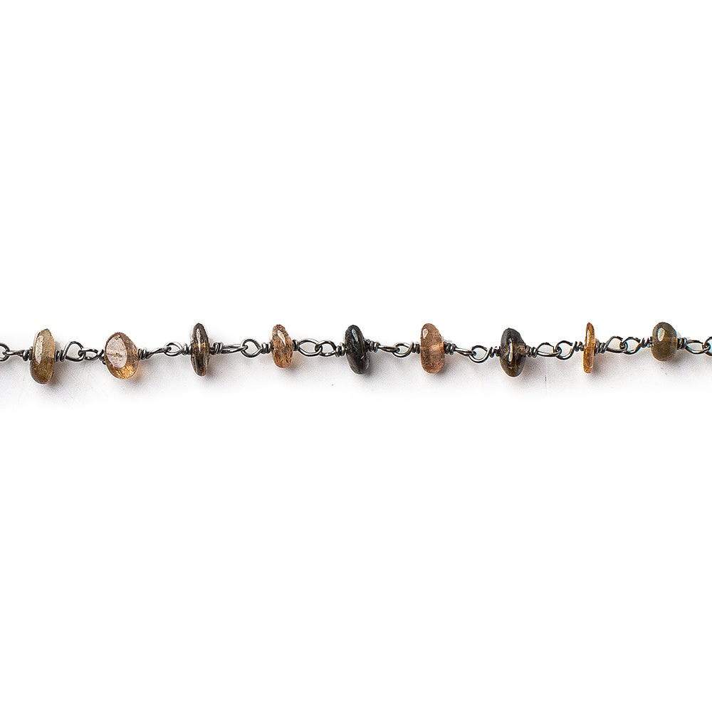 3.5mm Andalusite plain nugget Black Gold on Silver .925 Chain by the foot 45 beads per (ONLINE ORDER ONLY)
