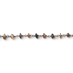 3.5mm Andalusite plain nugget Black Gold on Silver .925 Chain by the foot 45 beads per (ONLINE ORDER ONLY)