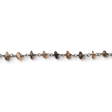 3.5mm Andalusite plain nugget Black Gold on Silver .925 Chain by the foot 45 beads per (ONLINE ORDER ONLY)