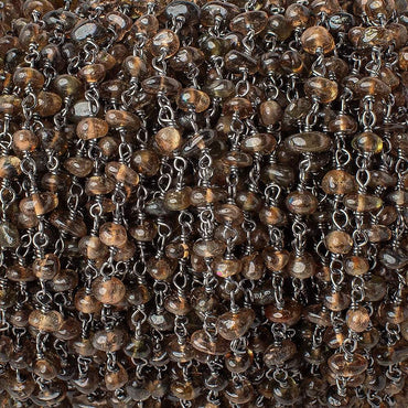 3.5mm Andalusite plain nugget Black Gold on Silver .925 Chain by the foot 45 beads per (ONLINE ORDER ONLY)