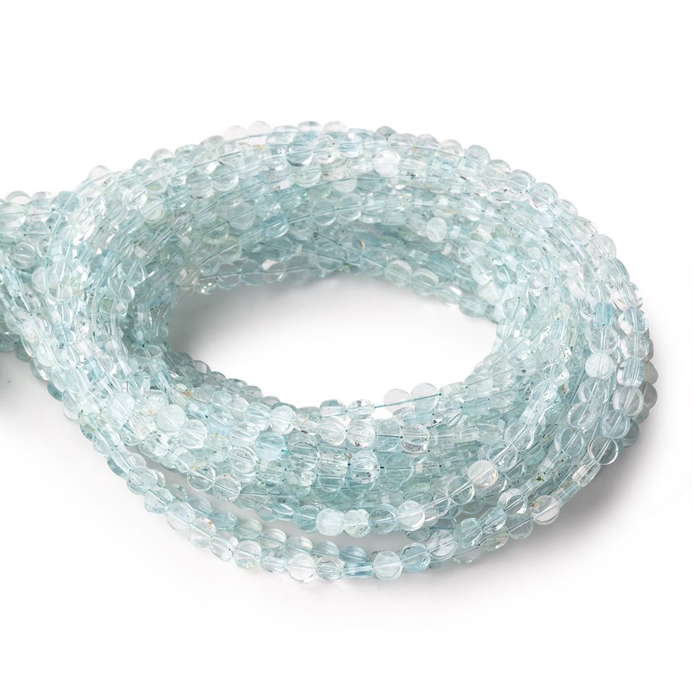 3.5mm Aquamarine Plain Coin Beads 16 inch 114 pieces (ONLINE ORDER ONLY)
