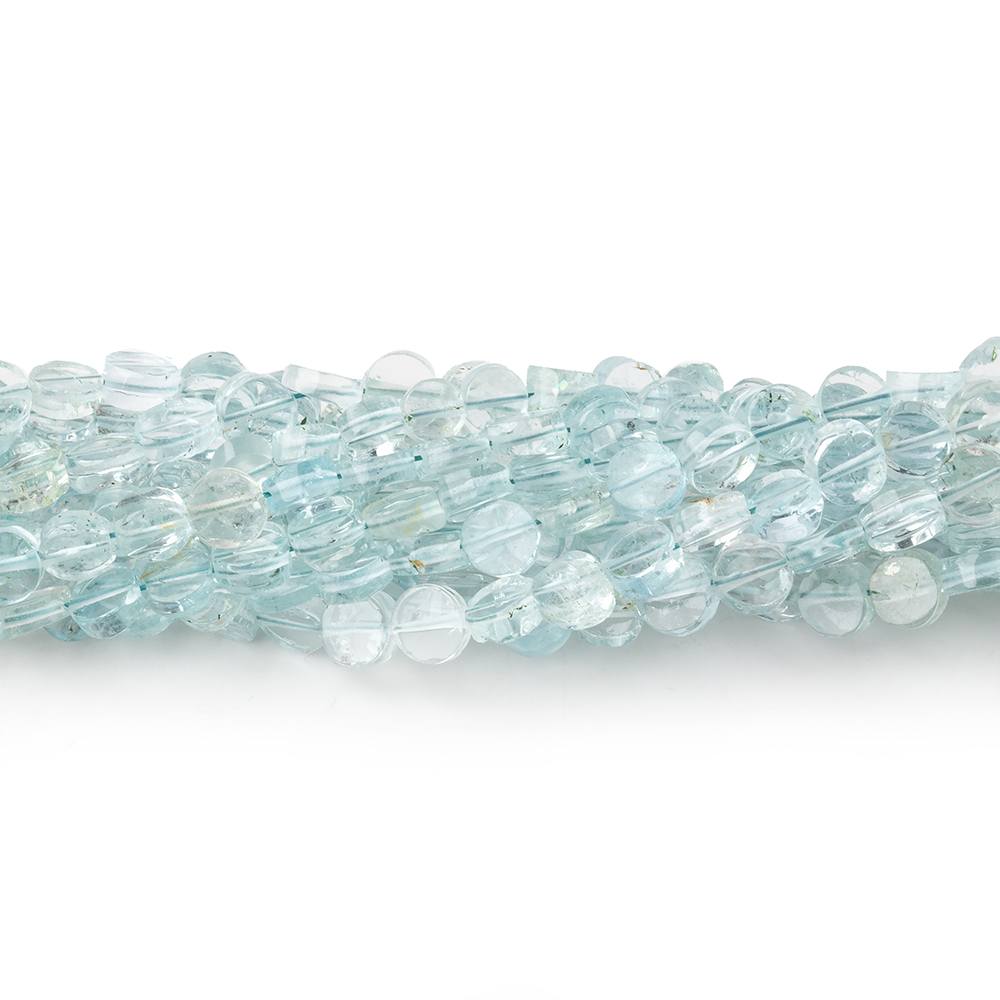 3.5mm Aquamarine Plain Coin Beads 16 inch 114 pieces (ONLINE ORDER ONLY)
