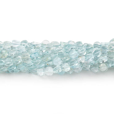 3.5mm Aquamarine Plain Coin Beads 16 inch 114 pieces (ONLINE ORDER ONLY)