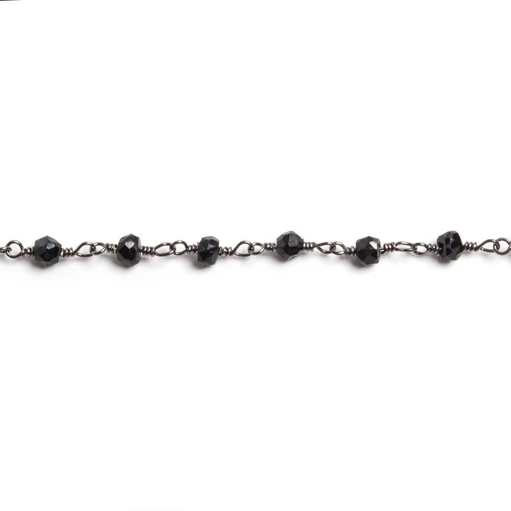 3.5mm Black Chalcedony faceted rondelle Black Gold Chain by the foot 36 pieces (ONLINE ORDER ONLY)