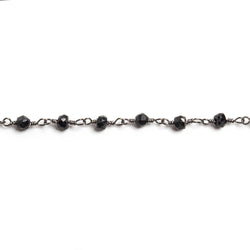3.5mm Black Chalcedony faceted rondelle Black Gold Chain by the foot 36 pieces (ONLINE ORDER ONLY)