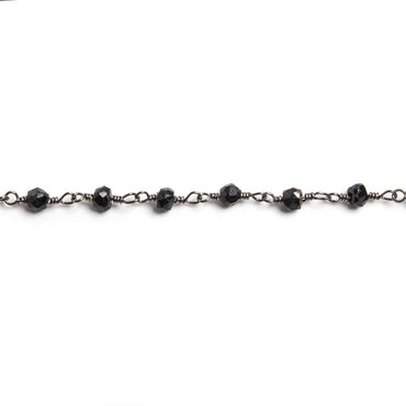 3.5mm Black Chalcedony faceted rondelle Black Gold Chain by the foot 36 pieces (ONLINE ORDER ONLY)