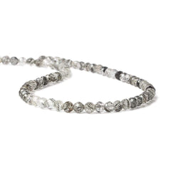 3.5mm Black Tourmalinated faceted round beads 13 inch 87 pieces (ONLINE ORDER ONLY)