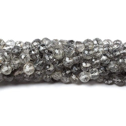 3.5mm Black Tourmalinated faceted round beads 13 inch 87 pieces (ONLINE ORDER ONLY)