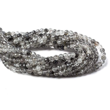 3.5mm Black Tourmalinated faceted round beads 13 inch 87 pieces (ONLINE ORDER ONLY)