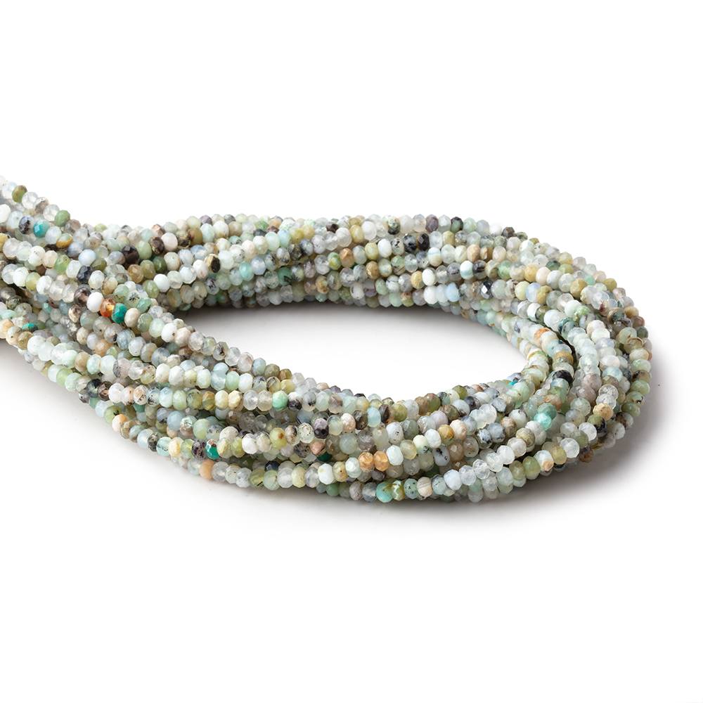 3.5mm Blue Peruvian Opal Micro Faceted Rondelle Beads 15.75 inch 168 pieces AA (ONLINE ORDER ONLY)