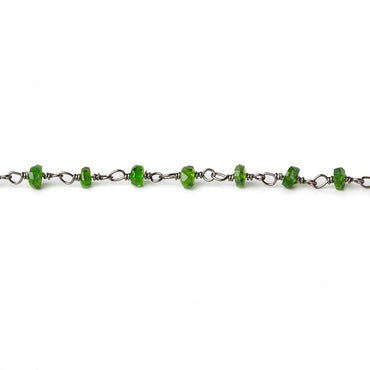 3.5mm Chrome Tourmaline faceted rondelle Black Gold .925 Chain by the foot (ONLINE ORDER ONLY)