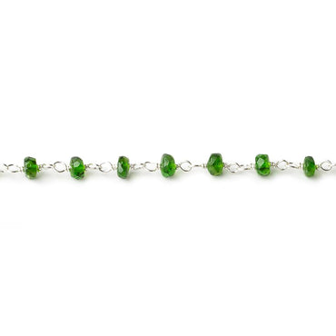 3.5mm Chrome Tourmaline faceted rondelle Silver .925 Chain by the foot (ONLINE ORDER ONLY)