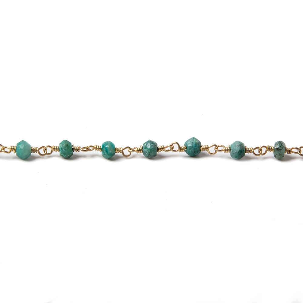 3.5mm Chrysocolla faceted rondelle Gold plated Chain by the foot 39 pieces (ONLINE ORDER ONLY)