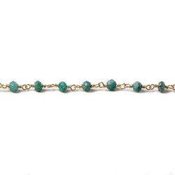 3.5mm Chrysocolla faceted rondelle Gold plated Chain by the foot 39 pieces (ONLINE ORDER ONLY)
