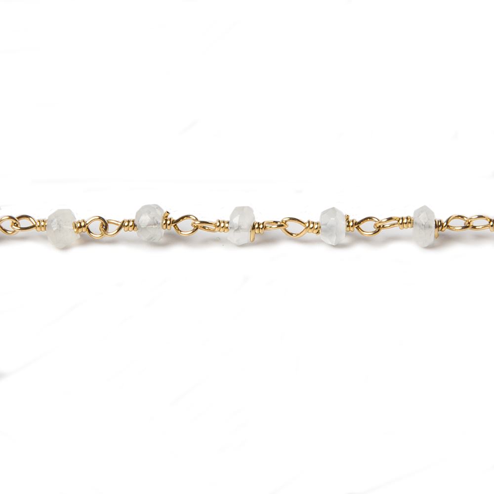3.5mm Cream Moonstone faceted rondelle Gold plated Chain by the foot 39 pcs (ONLINE ORDER ONLY)
