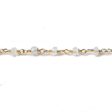 3.5mm Cream Moonstone faceted rondelle Gold plated Chain by the foot 39 pcs (ONLINE ORDER ONLY)