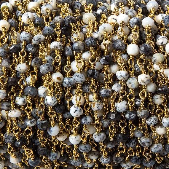 3.5mm Dendritic Opal faceted rondelle Gold plated Chain by the foot 39 pieces (ONLINE ORDER ONLY)