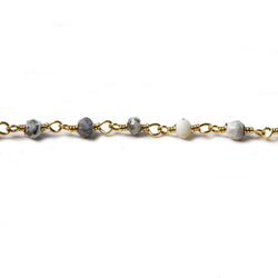 3.5mm Dendritic Opal faceted rondelle Gold plated Chain by the foot 39 pieces (ONLINE ORDER ONLY)