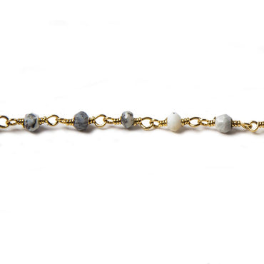 3.5mm Dendritic Opal faceted rondelle Gold plated Chain by the foot 39 pieces (ONLINE ORDER ONLY)