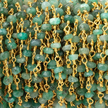 3.5mm Emerald Faceted Rondelle Beads on Vermeil Chain (ONLINE ORDER ONLY)