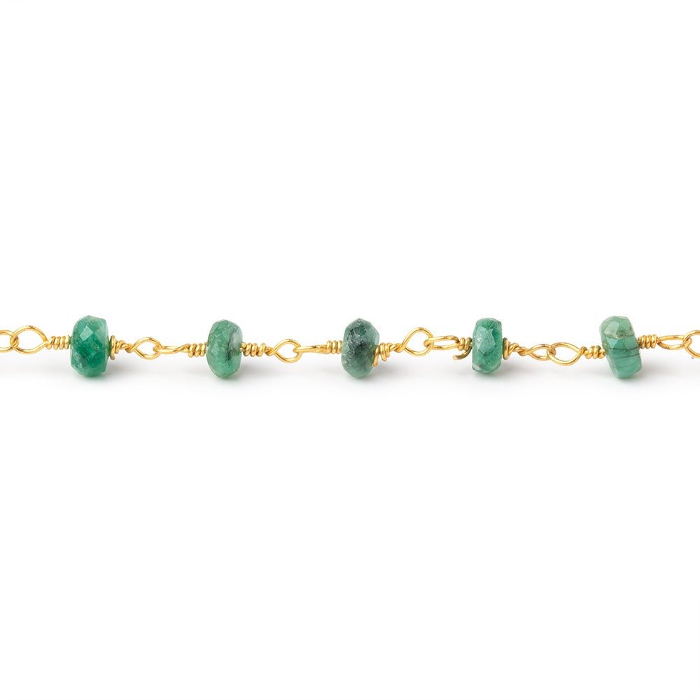 3.5mm Emerald Faceted Rondelle Beads on Vermeil Chain (ONLINE ORDER ONLY)
