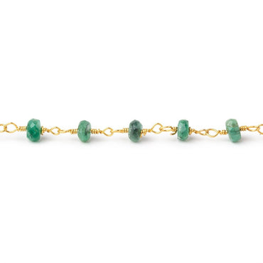 3.5mm Emerald Faceted Rondelle Beads on Vermeil Chain (ONLINE ORDER ONLY)