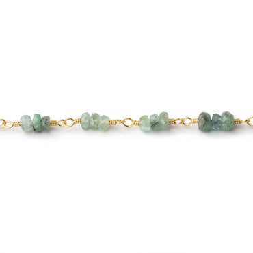 3.5mm Emerald Faceted Rondelle Trio Vermeil Chain by the Foot 78 beads (ONLINE ORDER ONLY)