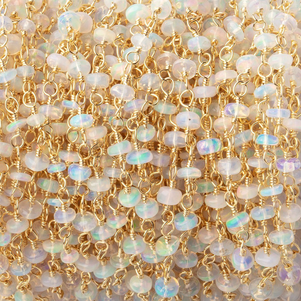 4-4.5mm Ethiopian Opal Plain Rondelles on Vermeil Hand Wrapped Chain (ONLINE ORDER ONLY)