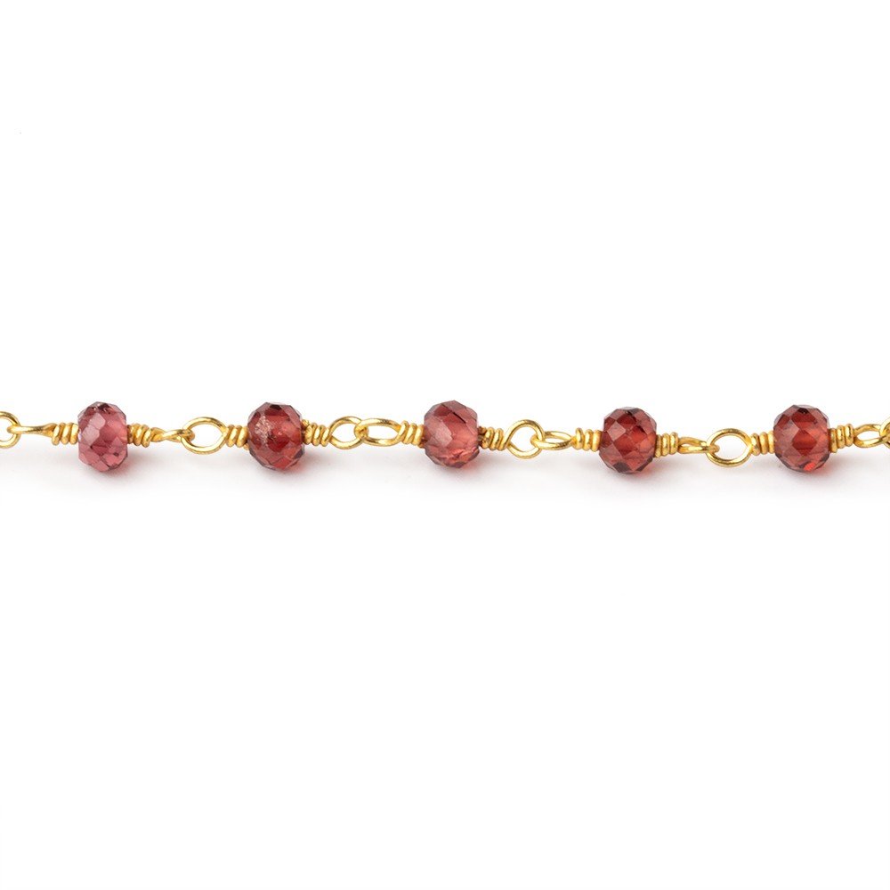 3.5mm Garnet Micro Faceted Rondelles on Gold Plated Chain (ONLINE ORDER ONLY)