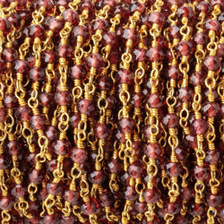 3.5mm Garnet Micro Faceted Rondelles on Gold Plated Chain (ONLINE ORDER ONLY)