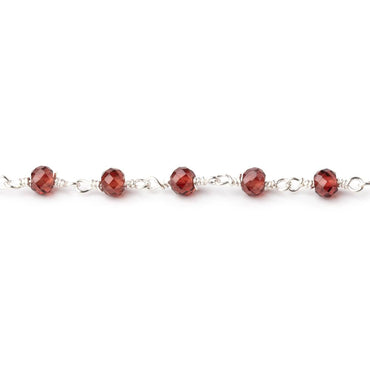3.5mm Garnet Micro Faceted Rondelles on Silver Plated Chain (ONLINE ORDER ONLY)